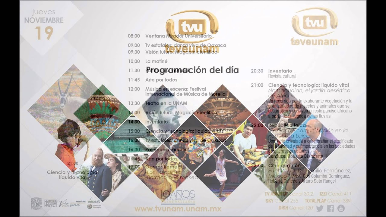 TVUNAM carta programaci&oacute;n jueves 19 de noviembre 2015
