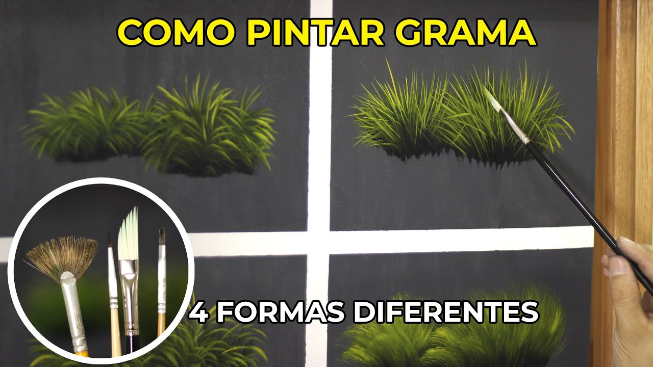 Como pintar grama ou capim | 4 formas diferentes - How to paint grass