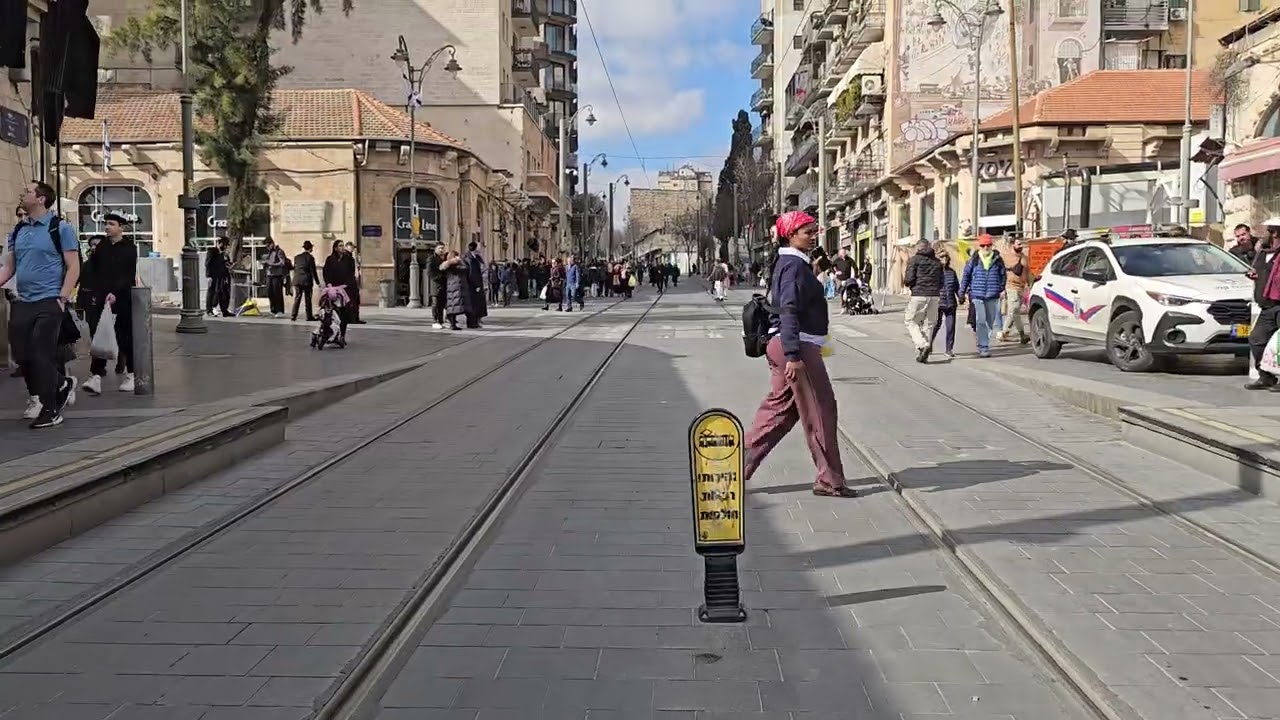Jerusalem City Vibes: Walking Down Jaffa Street | Light Rail & Local Shops 4K 