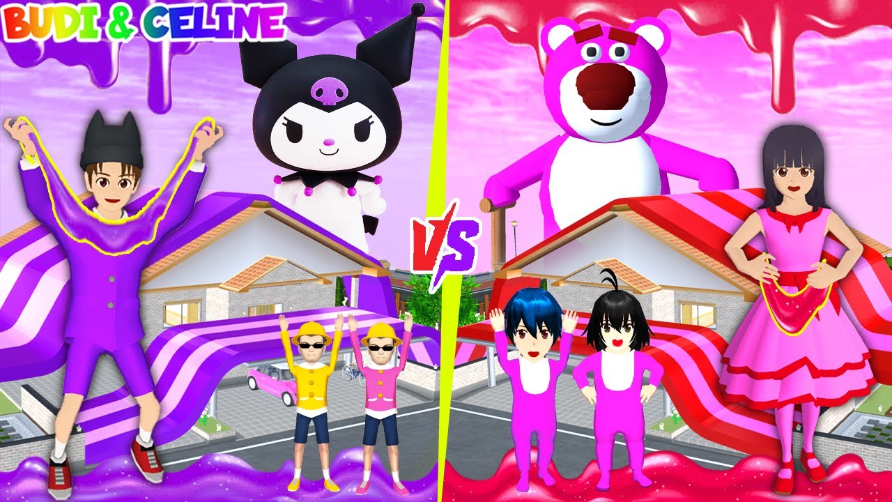 Yuta Mio Lomba Buat Slime Jumbo Lotso Pink🩷VS Sanrio Kuromi Ungu💜Kak Sakura Marah Slime Penuhi Rumah
