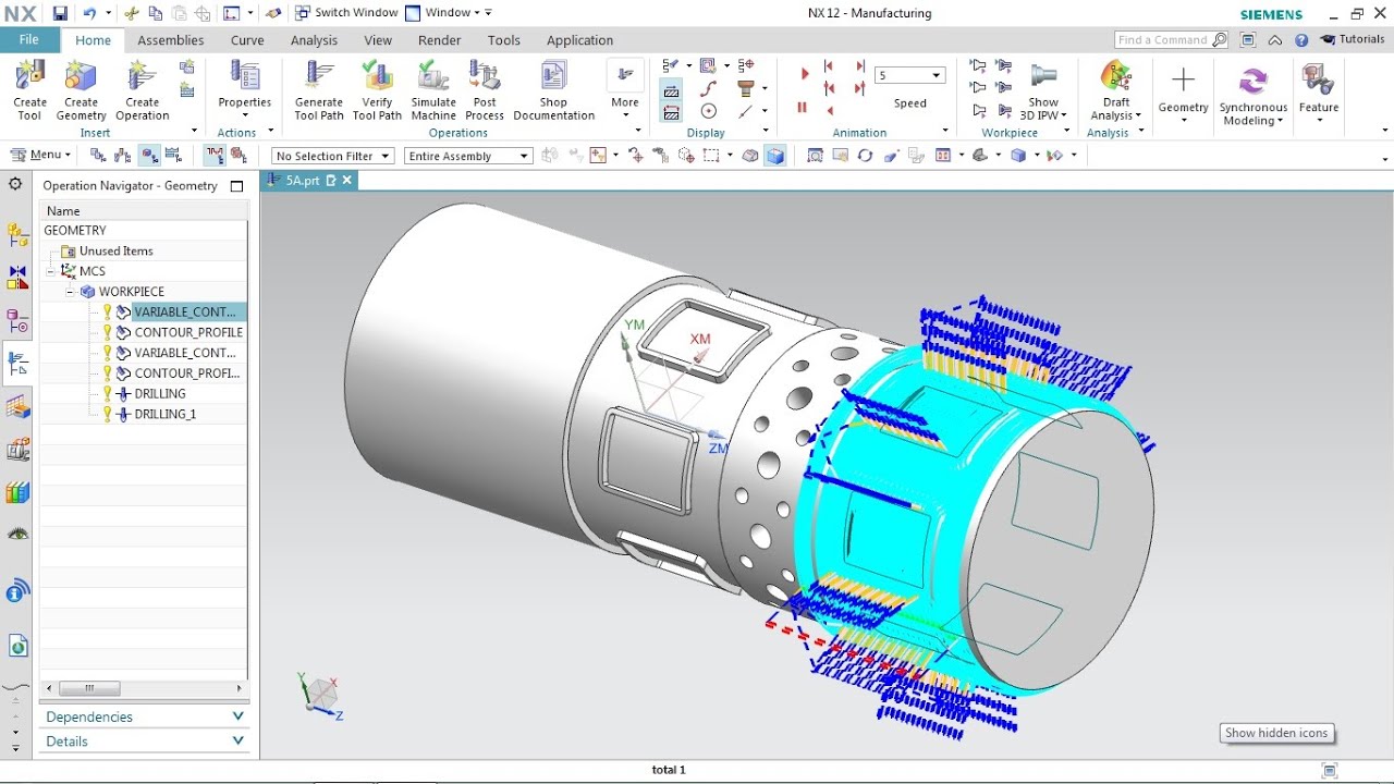 #NX CAM #MULTIaxis #Variable Contour #5 Axis Holemaking #Profile contour