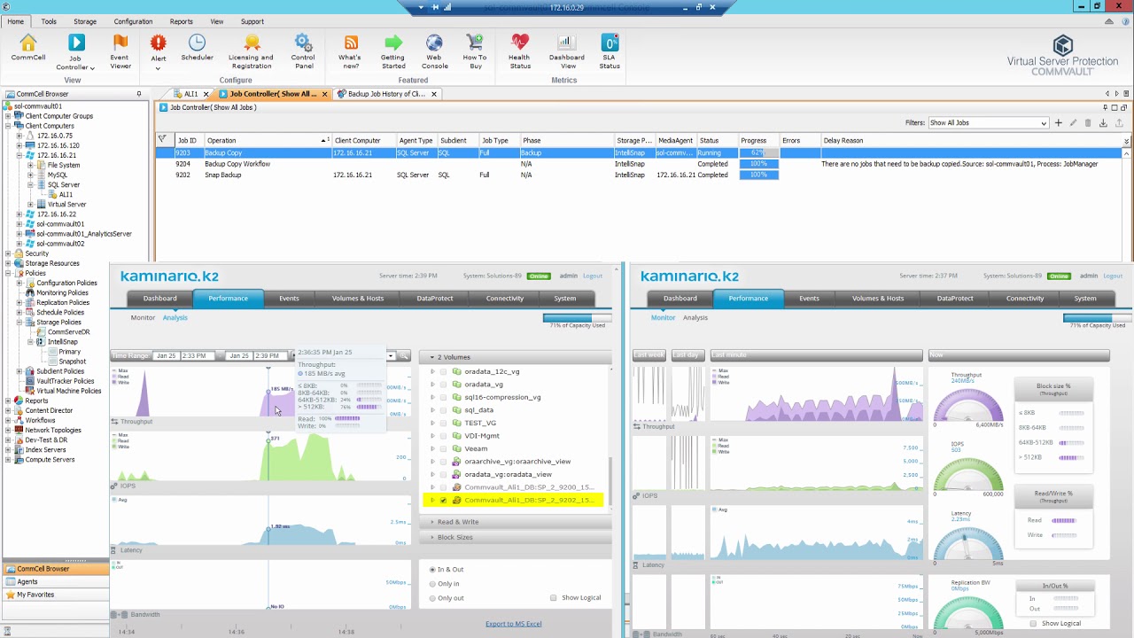 Kaminario Commvault IntelliSnap Demo:  2 clicks to SQL Backup and Recovery