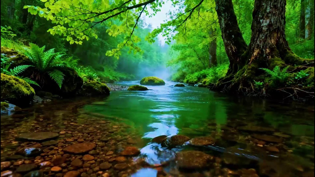 Tranquil Forest Nature Ambience | Soothing River Water Flow | Birds Chirping for Rest and Healing