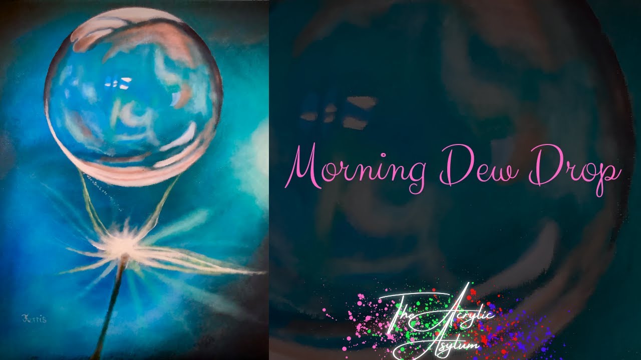 How to paint a water dew drop in acrylics | easy beginner acrylic water drop painting lesson