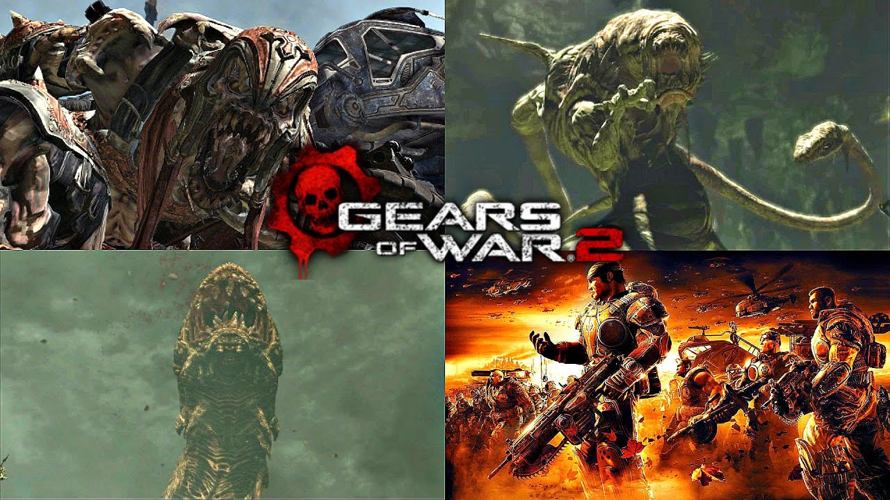 Gears of War 2 - ALL BOSS BATTLES (2008)