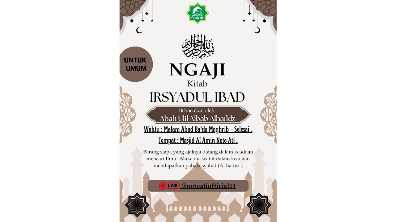 LIVE : Kajian Kitab Irsyadul 'Ibad Part 11