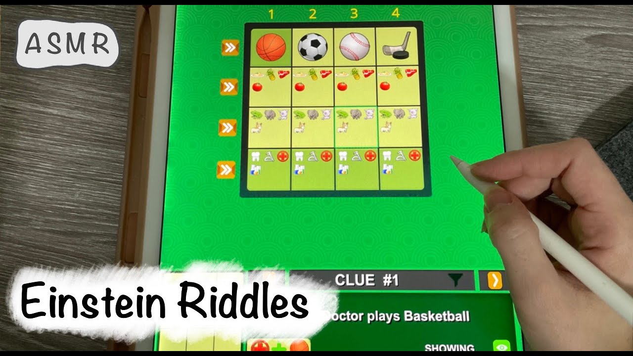 ASMR on iPad - EINSTEIN riddles- Wet mouth Sounds, close whispering