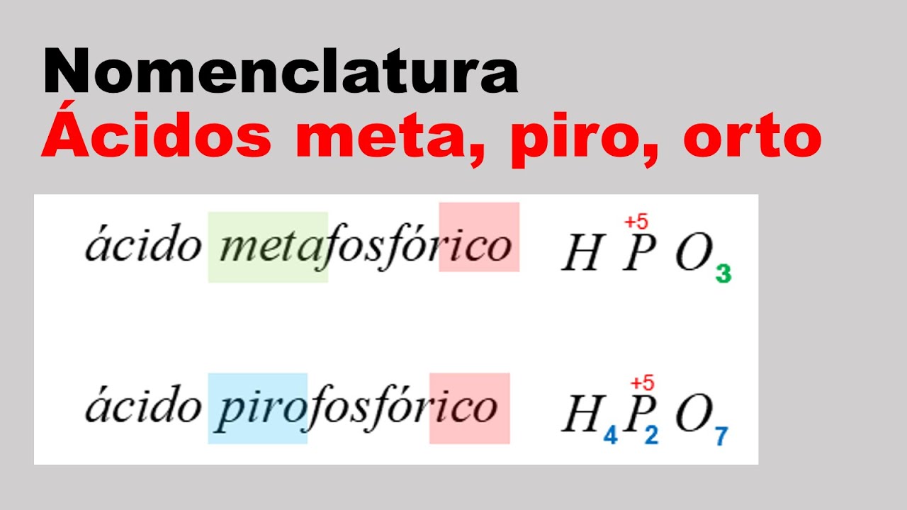 Casos especiales de acidos oxacidos meta piro orto