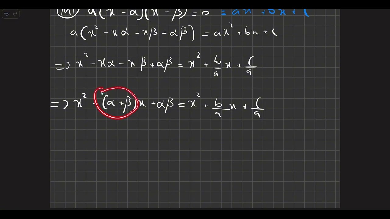 Roots and Coefficients of a Quadratic