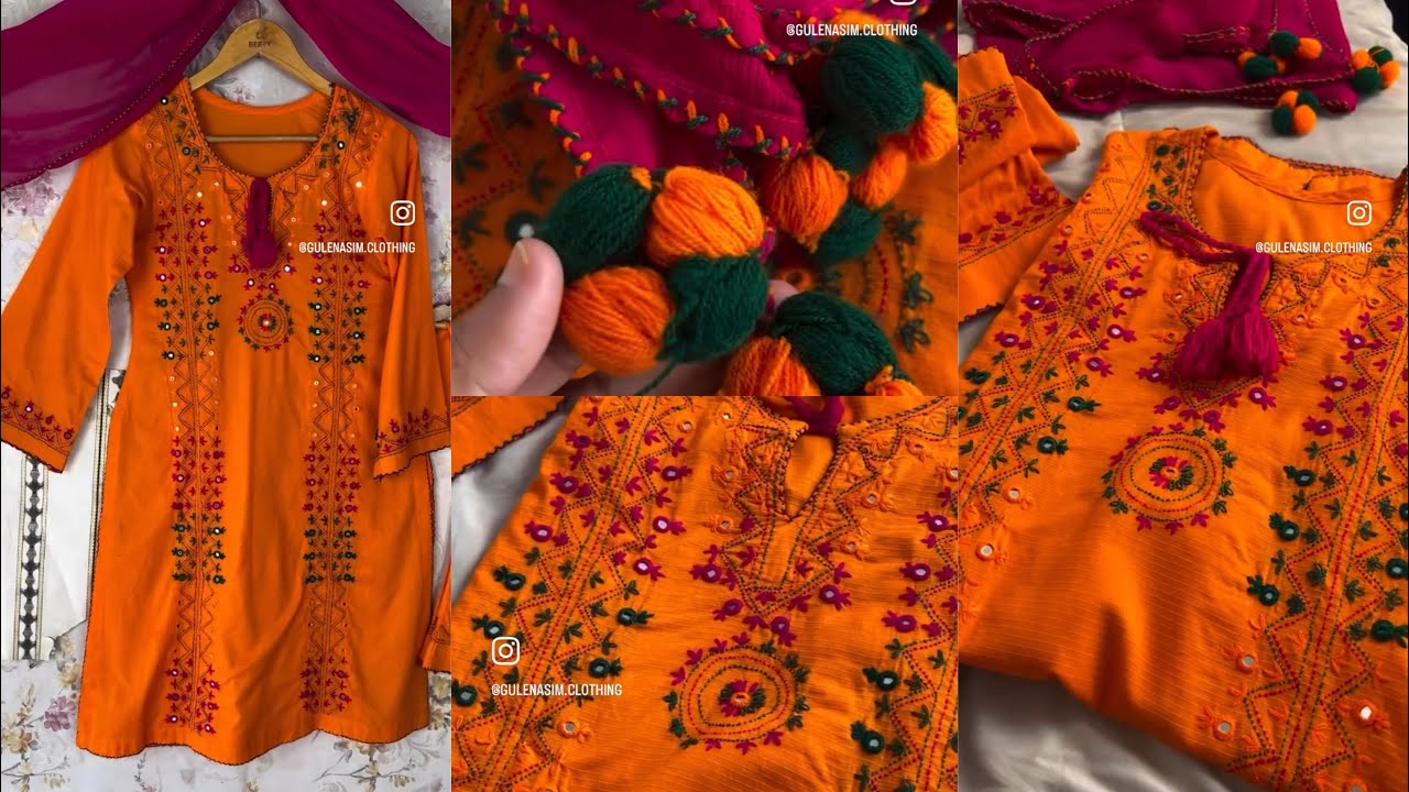 Kacha Tanka Hand Embroidered 3pc dress || Latest New Mirror Hand Embroidered dress 