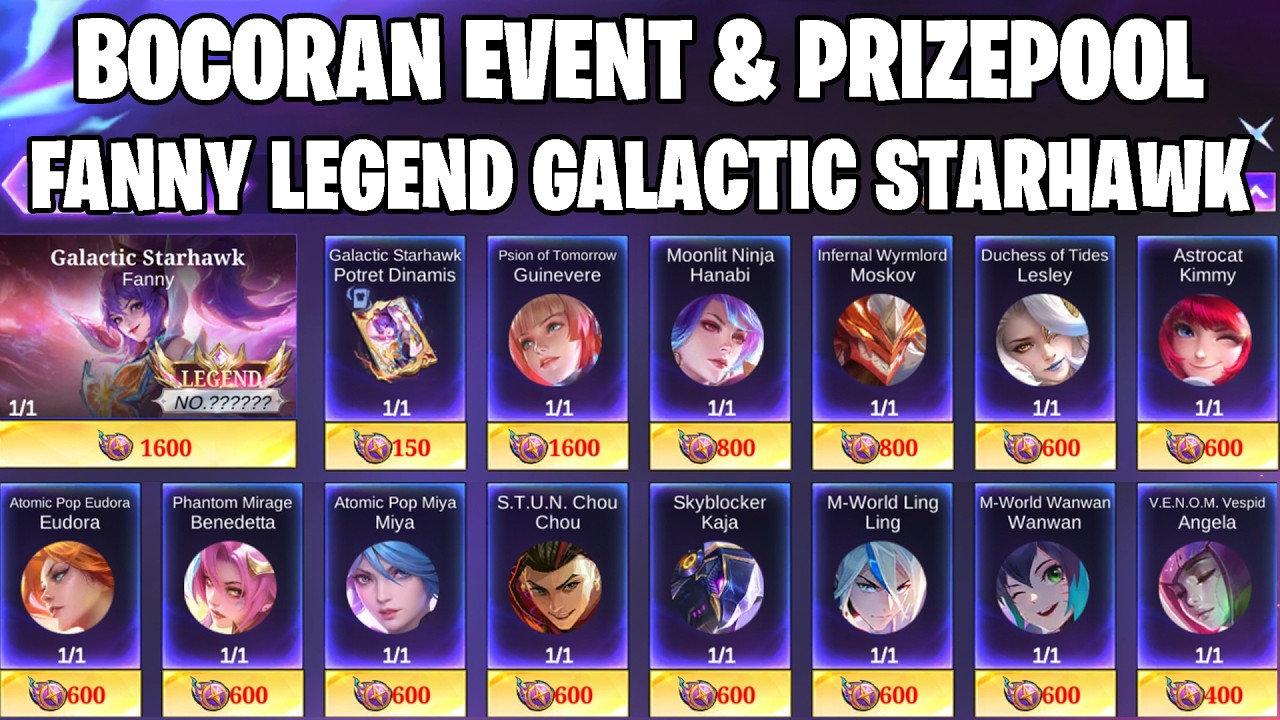 BOCORAN EVENT DAN PRIZEPOOL FANNY LEGEND & EVENT SKIN GRATIS  - MOBILE LEGEND