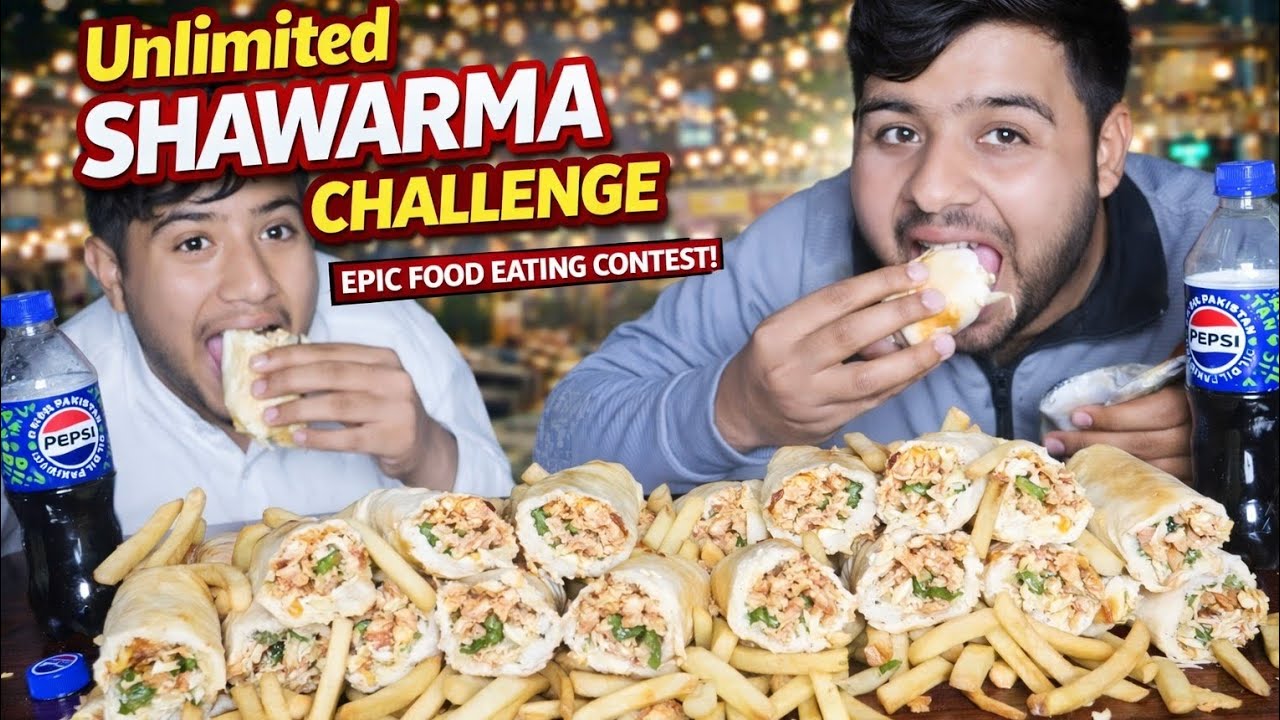 🔥UNLIMITED SHAWARMA CHALLENGE 🌯Kitna kha sakty ho?😱End tak dekho 👀#shawrma #challenge #foodchallenge