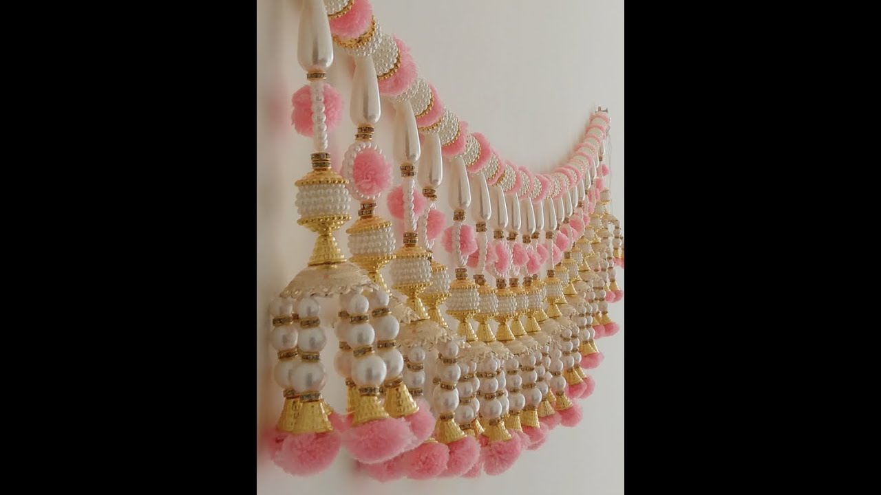How to make a Pearl Bandhanwar, DIY Easy Pearl and Pompom Toran, Moti Toran
