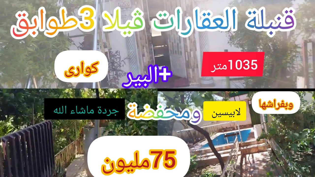 مزرعة صغيرة نواحي  عين الله محفضة بڤيلا 3طوابق+لابيسين+كوارى+البيروجردة@3a9aratchaykh