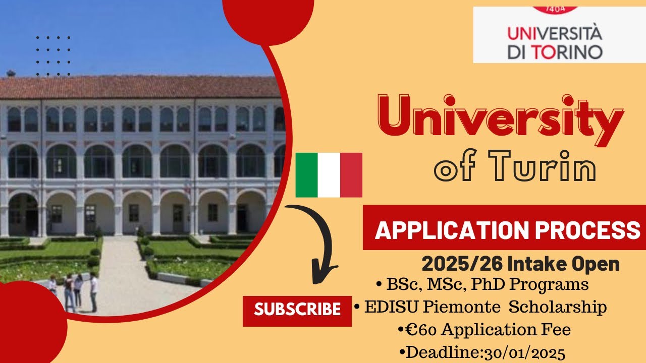 UNIVERSITY OF TURIN 2025 APPLICATION PROCESS, SCHOLARSHIPS, NO IELTS |STUDY IN ITALY 2025