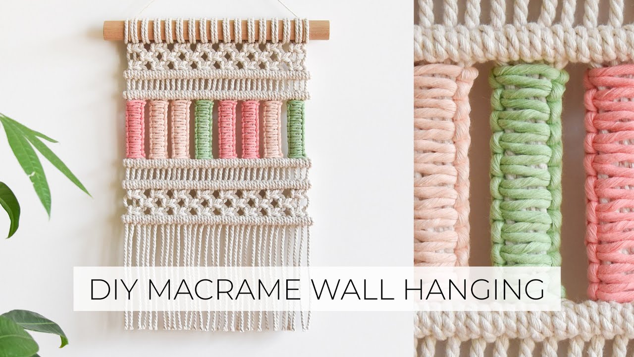 DIY MACRAME WALL HANGING with multi coloured square knots | How to macrame | Step by step tutorial