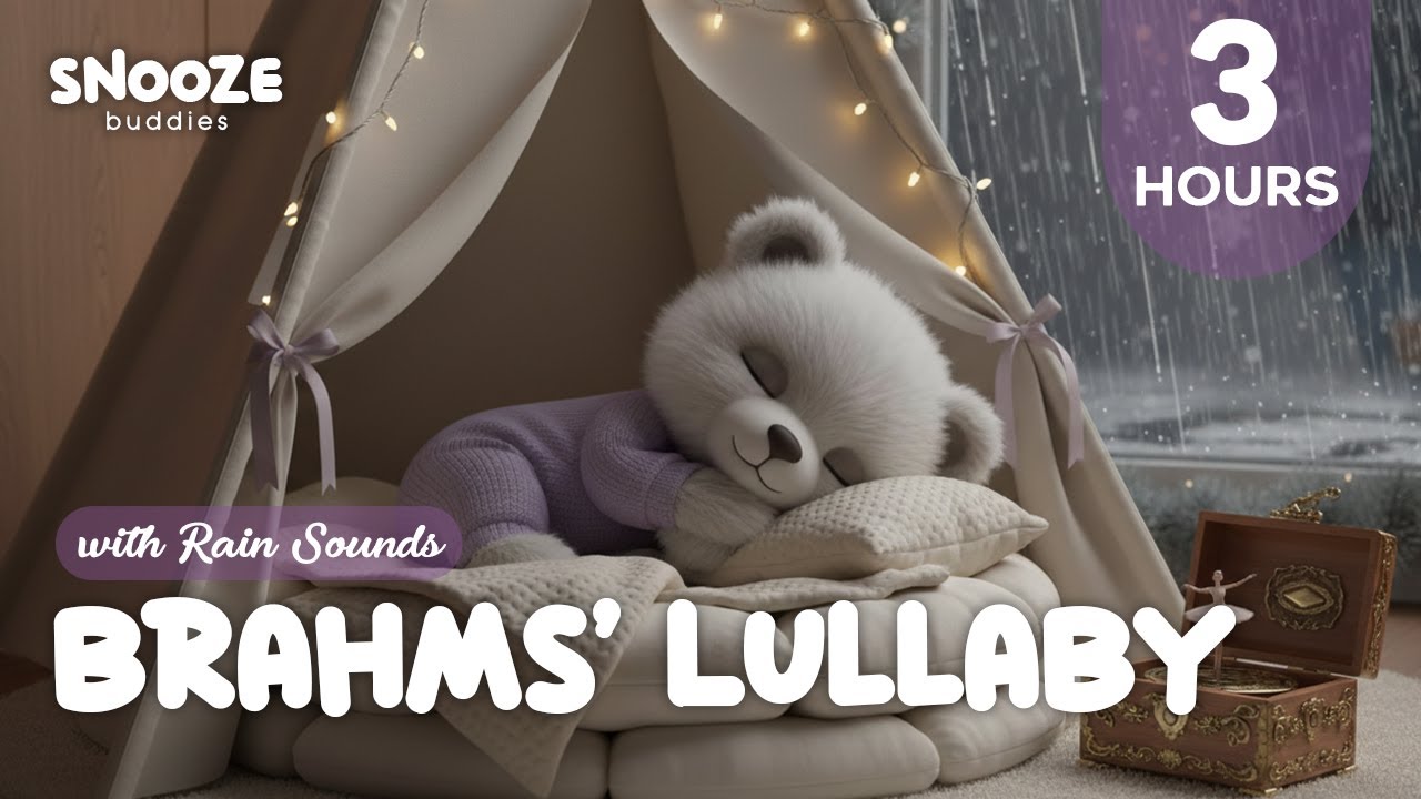 Brahms Lullaby with Rain Sounds 🌧️ 3 Hours Baby Sleep Music to Fall Asleep Fast & Overcome Insomnia