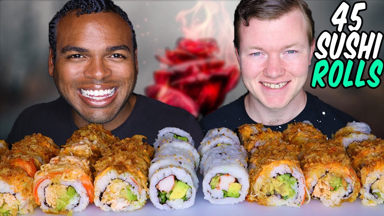 ASMR 45 PIECE SUSHI MUKBANG! *CRUNCHY ROLL, CALIFORNIA ROLL, TEMPURA ROLL* BIG BITES