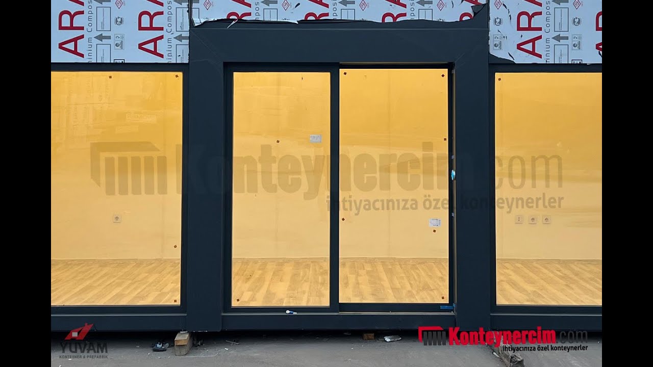 3x9m Yüksek Tavan, Fotoselli Otomatik Kapılı Kompozit Ofis Konteyner   KOM133
