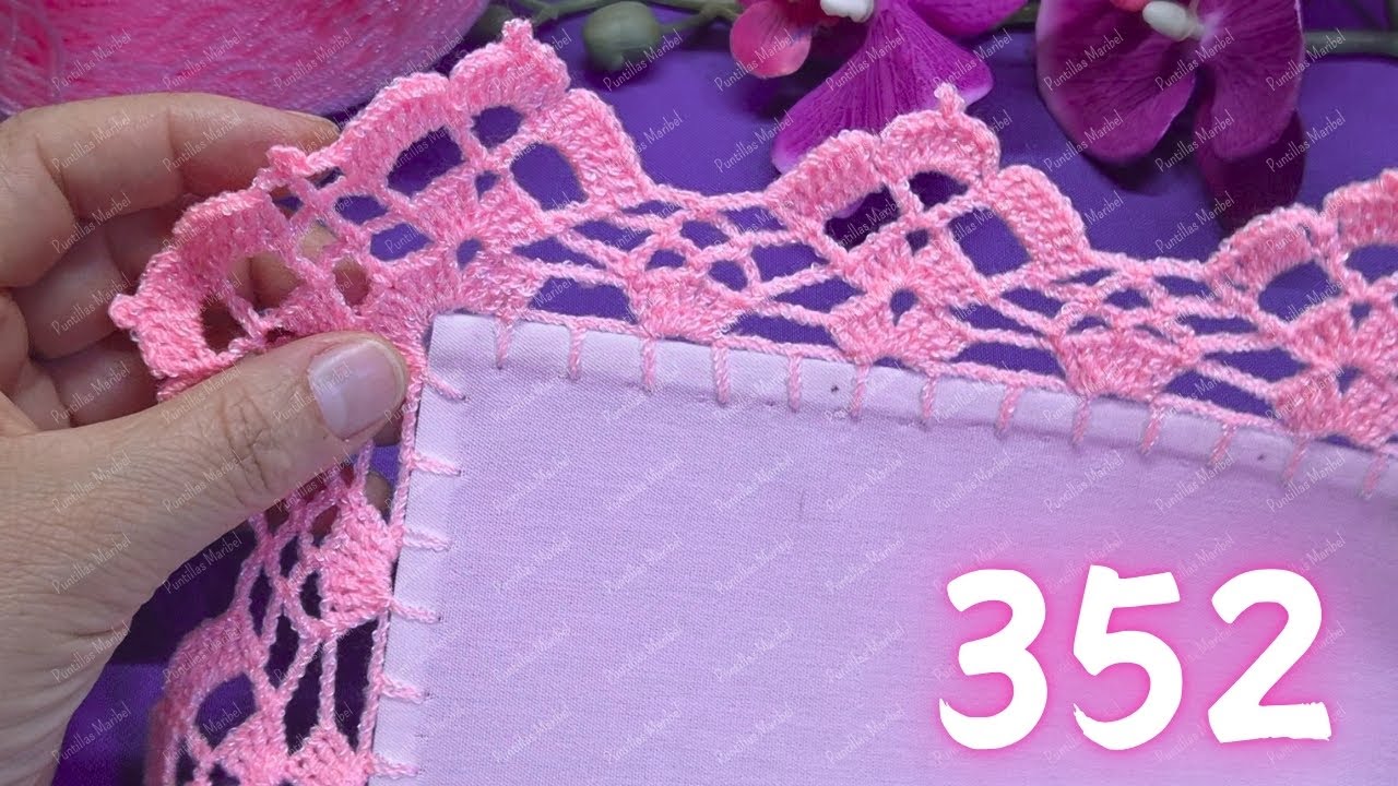 (Zurdo) Aprende a tejer esta puntilla de VUELTA Y VUELTA paso a paso💐 352