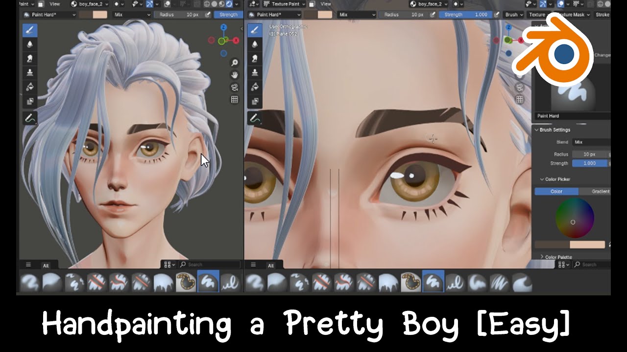 Handpainting A Pretty Boy - Blender Toon Tutorial - ASMR/Soft-Spoken