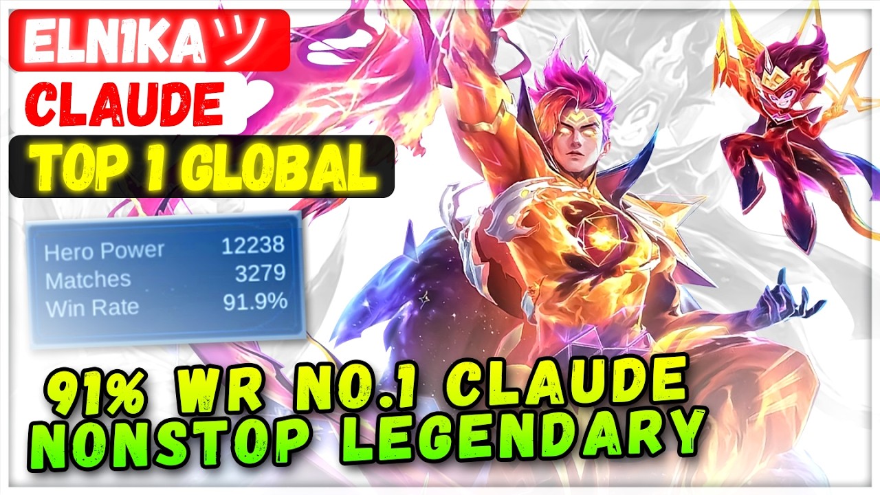 91% Win Rate No.1 Claude [ Top 1 Global Claude ] ELN1KAツ - Mobile Legends Gameplay Emblem And Build