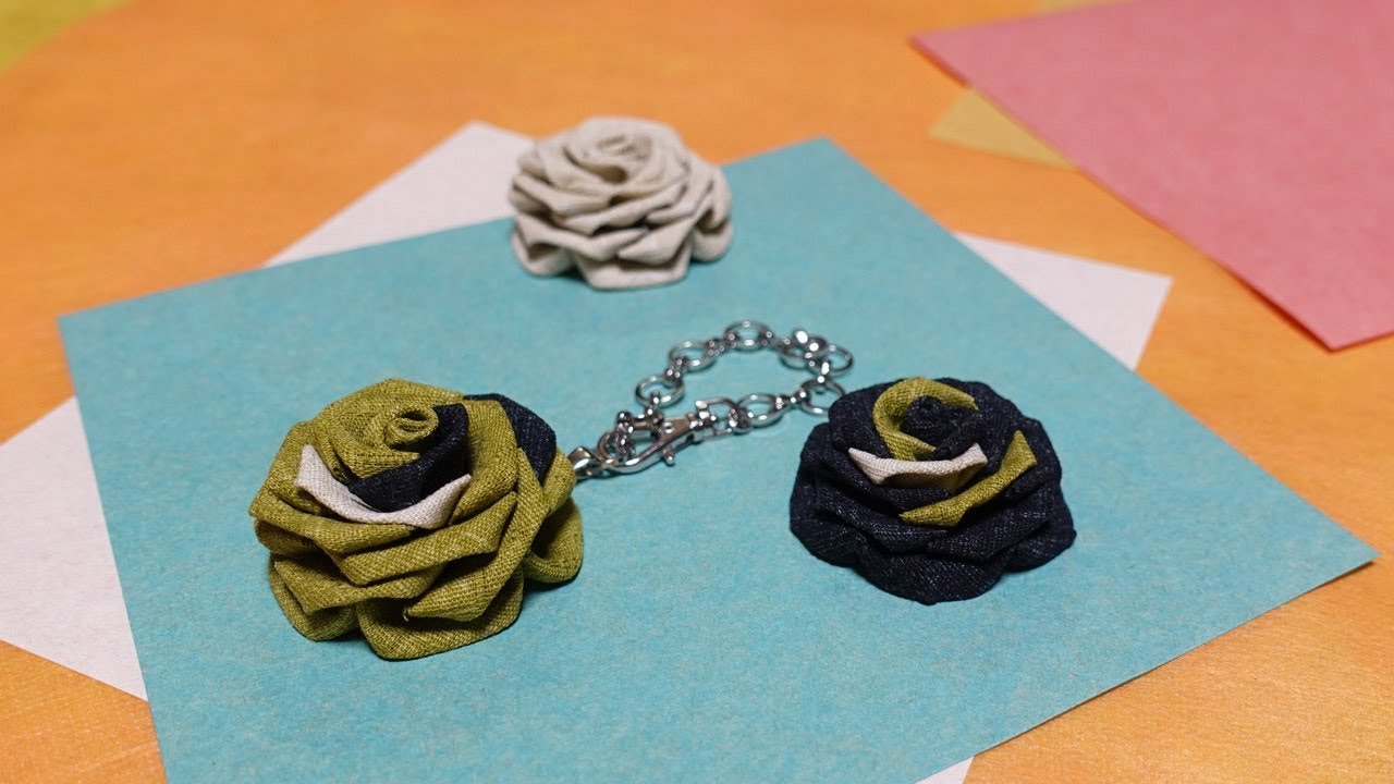 簡単♪つまみ細工　バラのバッグチャーム /DIY kanzashi flower vol.3