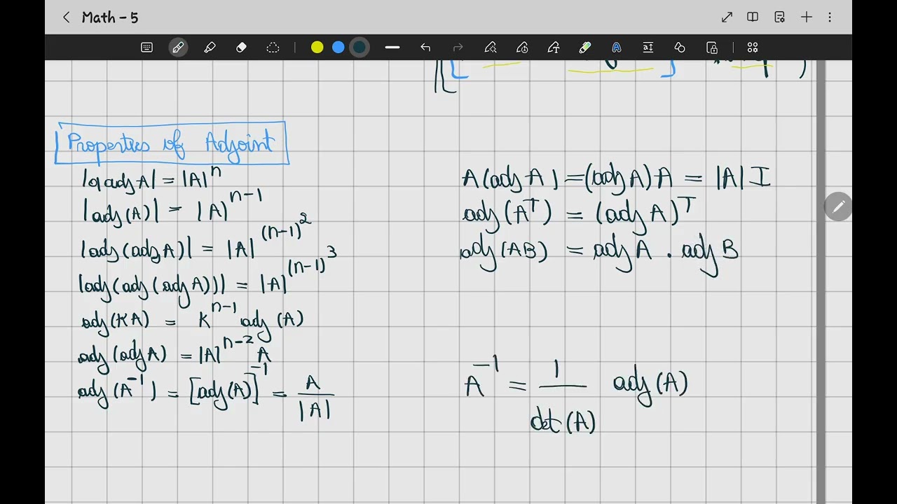 Matrix Properties & Formulas: Adjoint, Inverse, and Transposition