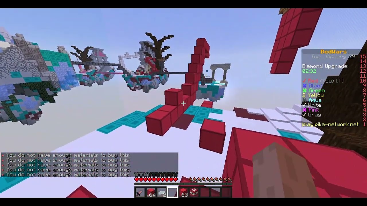 Hi guys I am playing Minecraft and bedwars I am join pika network