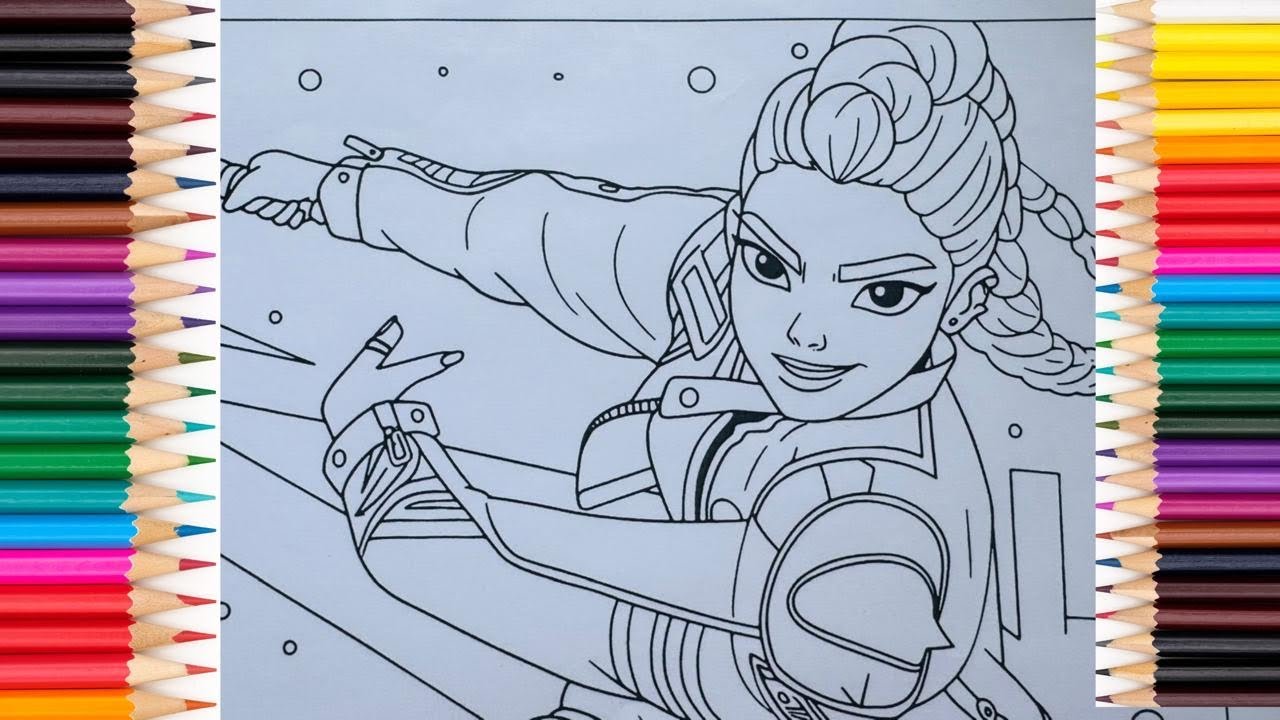 K-Pop Demon Hunters Coloring Page.        Rumi attacks
