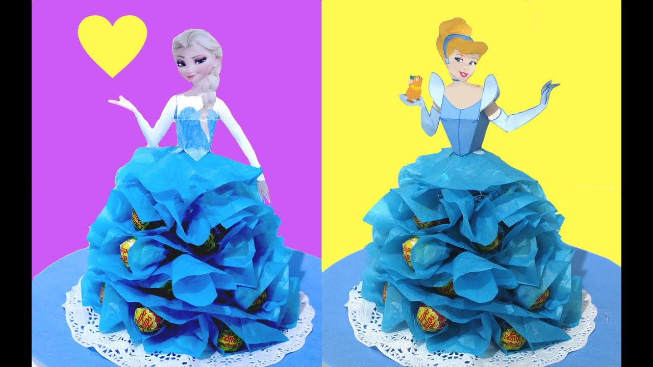Centro de mesa de Princesas con Chupa Chups o caramelos. Lollipop princess