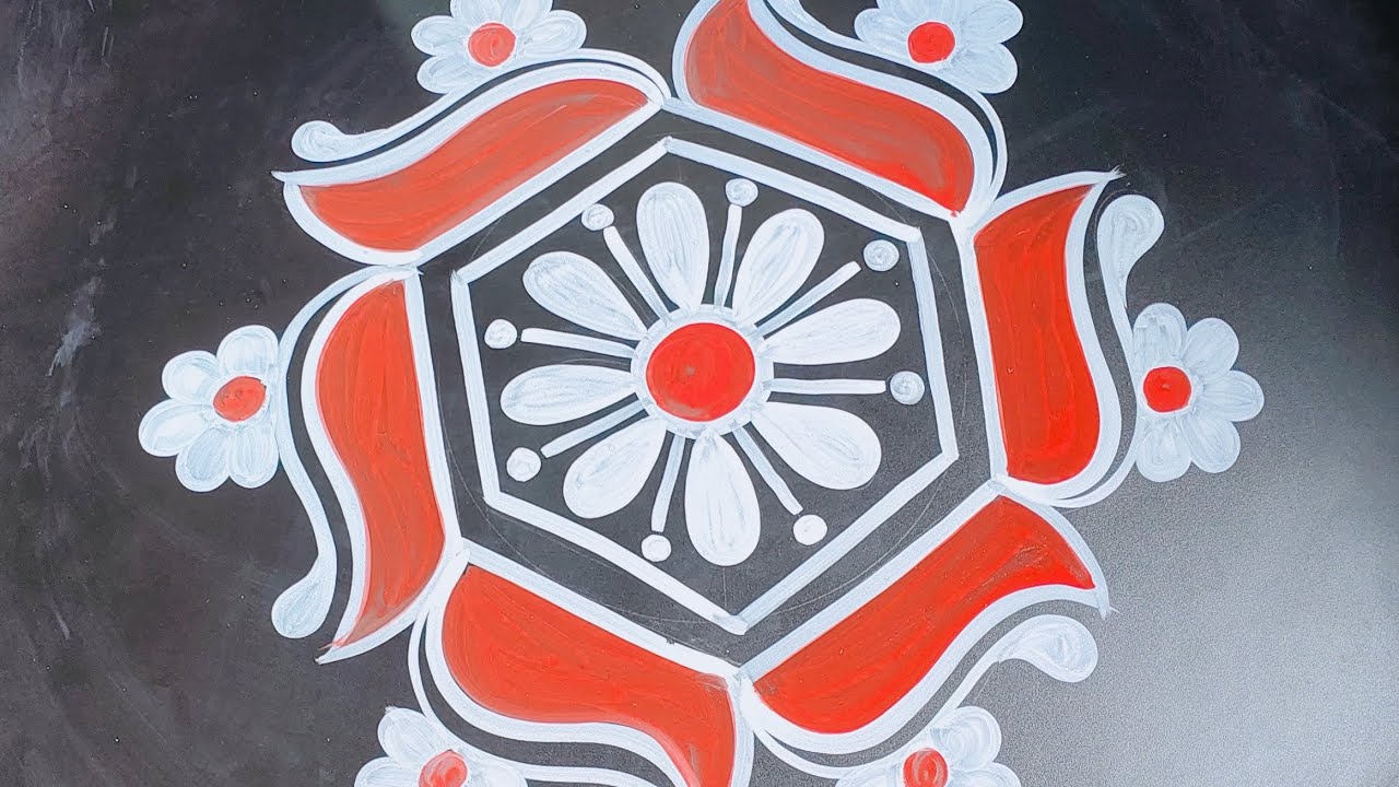 Unique Round Alpona Design / Alpona Design Simple / Alpona Design For Laxmi Puja / Rangoli Design 