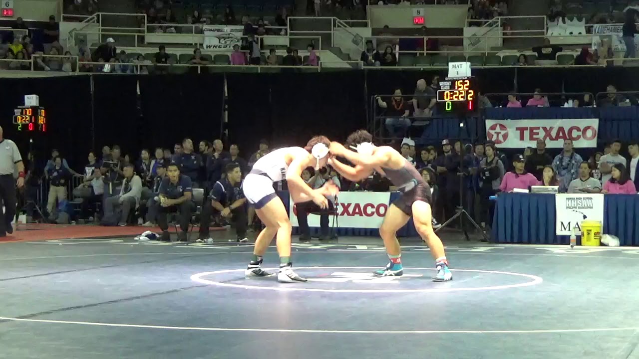 Boys 152: Kanai Tapia (Kamehameha) def. Branden Pagurayan (Kapolei), 3-2