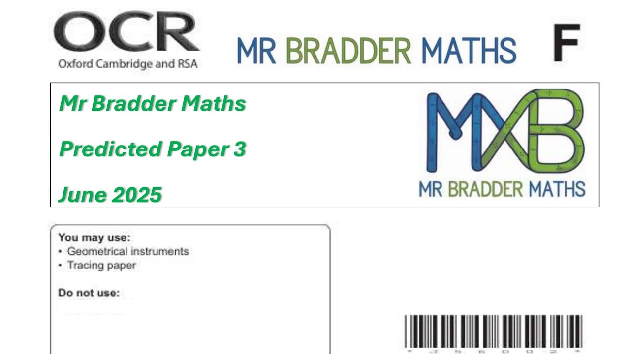 OCR GCSE Maths - Predicted Paper 3 (Foundation - Calculator) - June 2025 (COMMENTS FOR ERROR IN Q12)