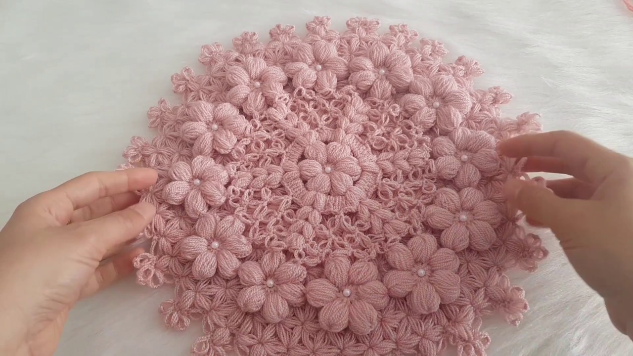 ÇEYİZLİK ÖRÜMCEKLİ PUF ÇİÇEKLİ LİF YAPIMI