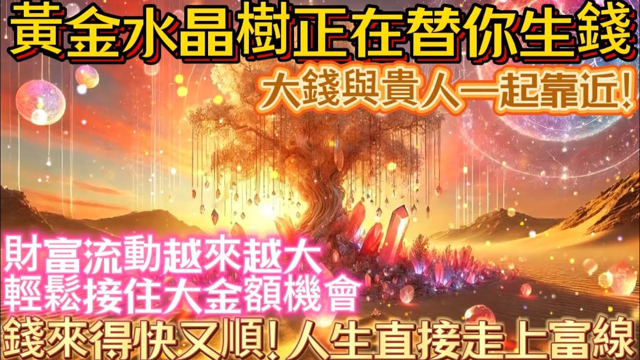 黃金水晶樹正在替你生錢｜大錢與貴人一起靠近｜財富流動越來越大｜輕鬆接住大金額機會｜錢來得快又順！人生直接走上富線｜吸引力法則調頻能量音樂