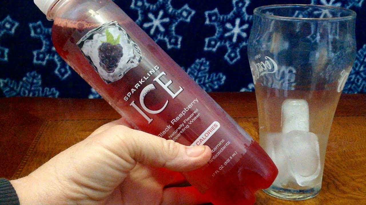 Black Raspberry Sparkling Ice Drink, Poured Over Ice, Review, Info ASMR Whispers (yes I drink t all)