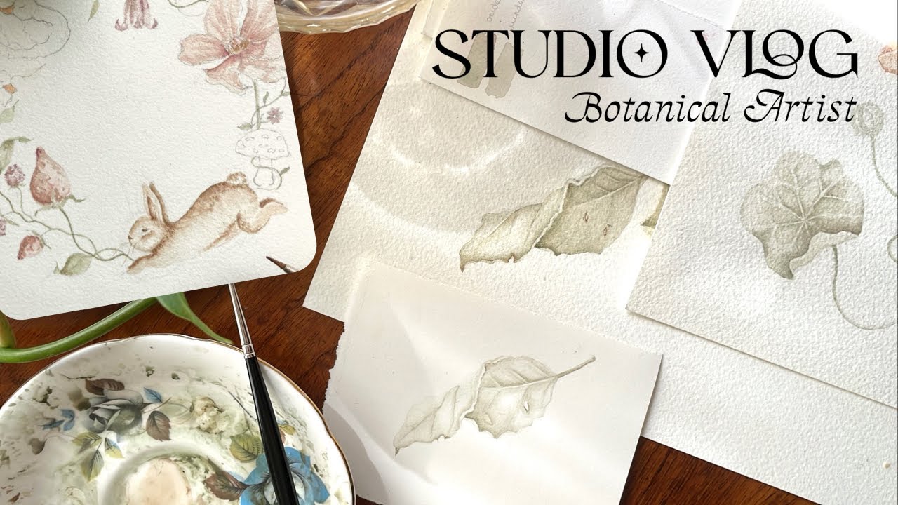 Botanical Artist Vlog ✿ Easter Card illustration, Apple leaf Watercolour