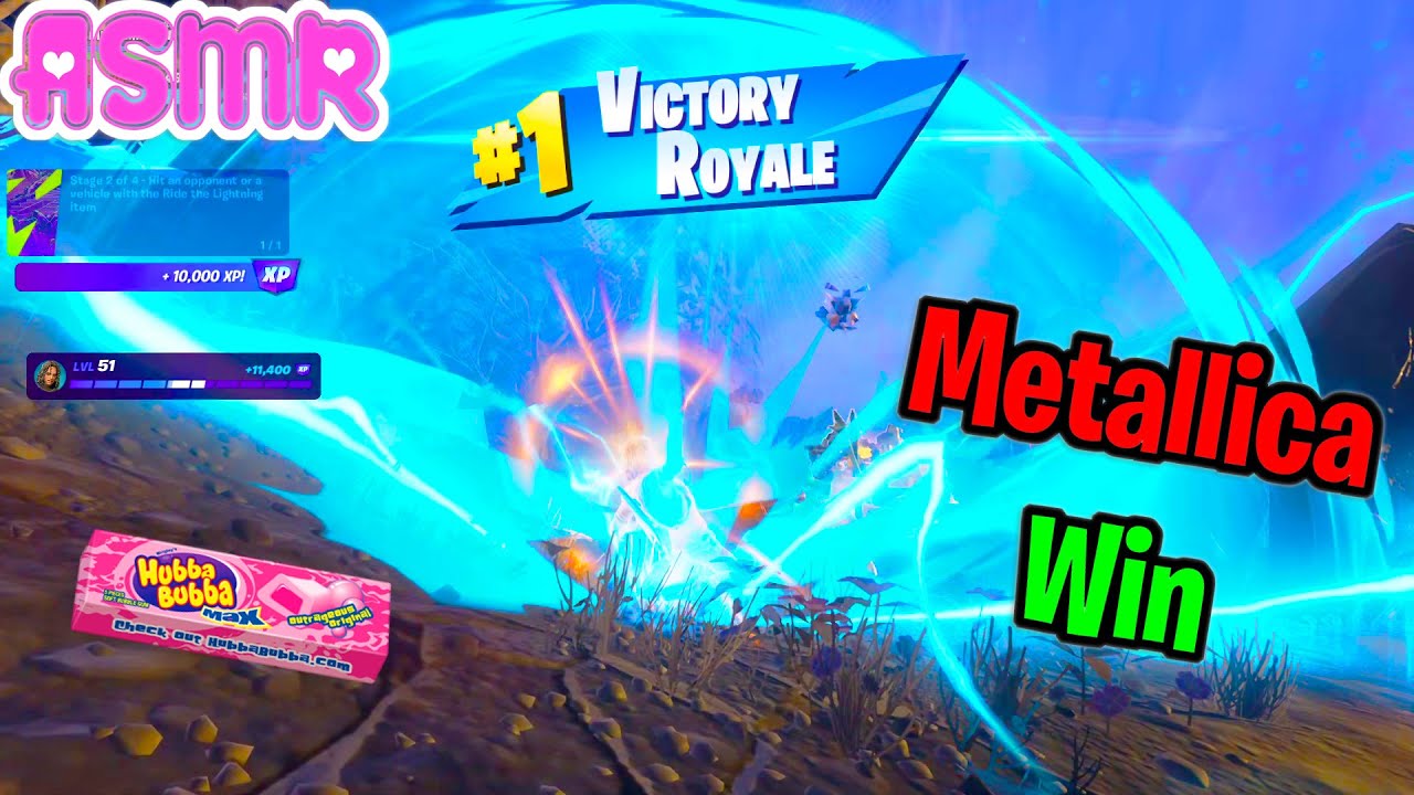 ASMR Gaming 🍀 Fortnite Metallica Duo Win Relaxing Gum Chewing + Controller Sounds Whispering 🎧