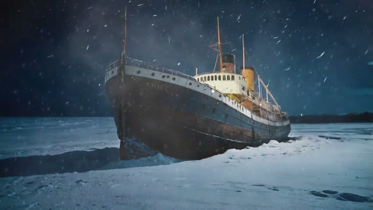 Winter Snowstorm Sounds on a Boat in the Ice.  Howling Winds and Heavy Blizzard Sounds for Sleeping.