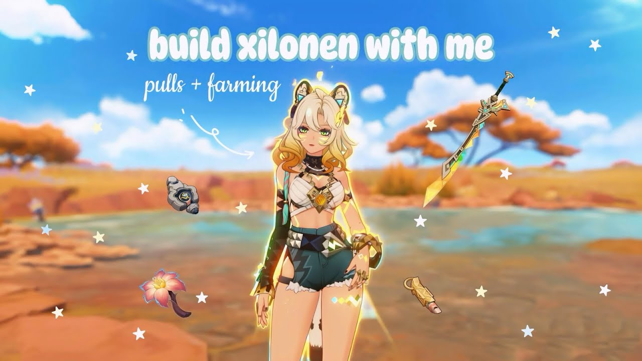 building/leveling up xilonen ♬⋆.˚ | cozy genshin gameplay