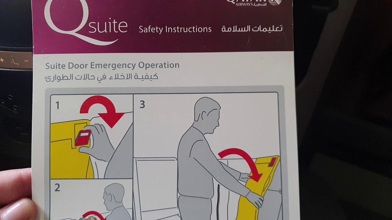 Qatar Airways B777 Qsuite Suite Door Emergency Operation Information