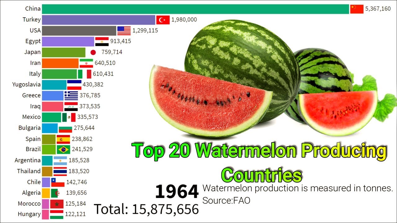 Top 20 Watermelon Producing Countries || Top 20 Watermelon Production Countries ||