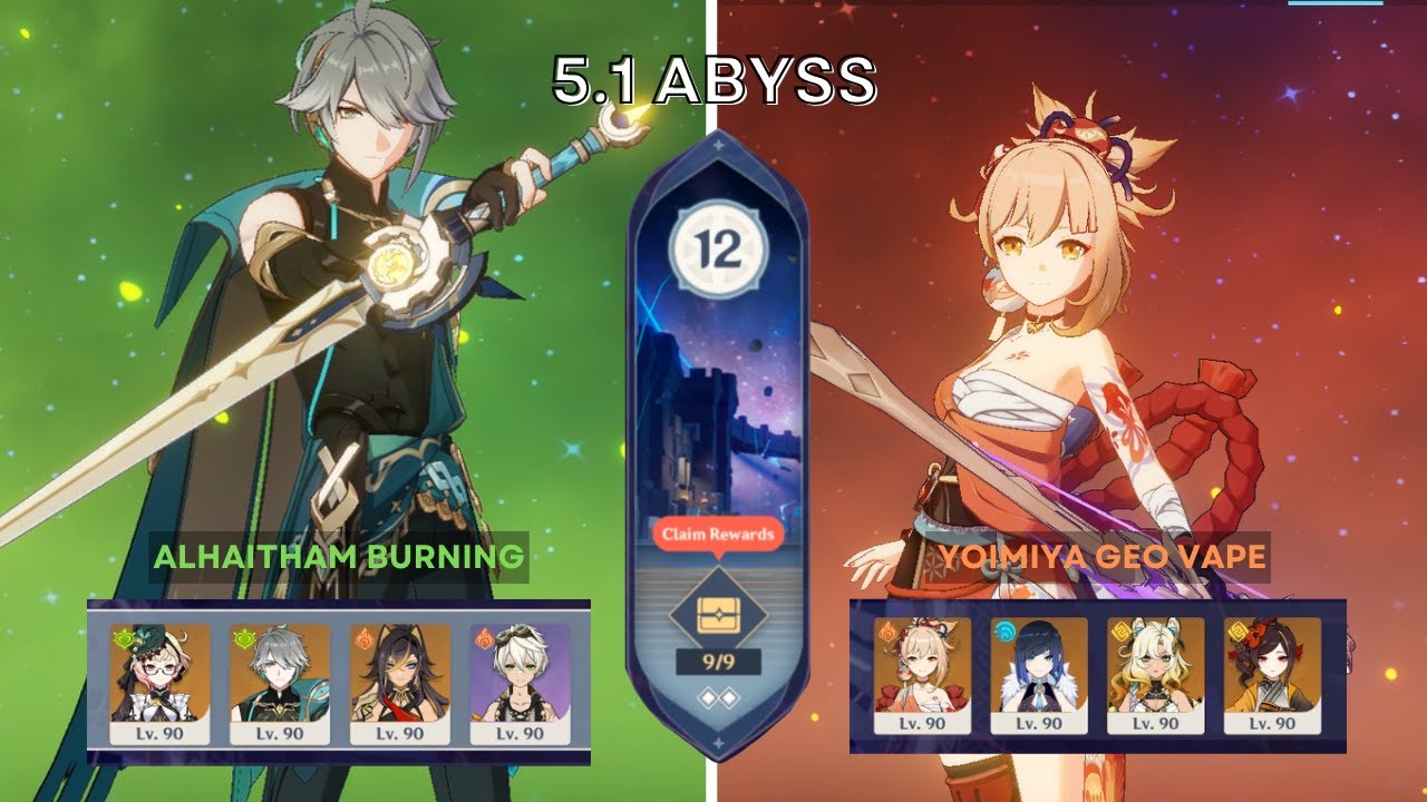 [5.1] Alhaitham Burning & Yoimiya Geo Vape | Floor 12 Spiral Abyss | Genshin Impact