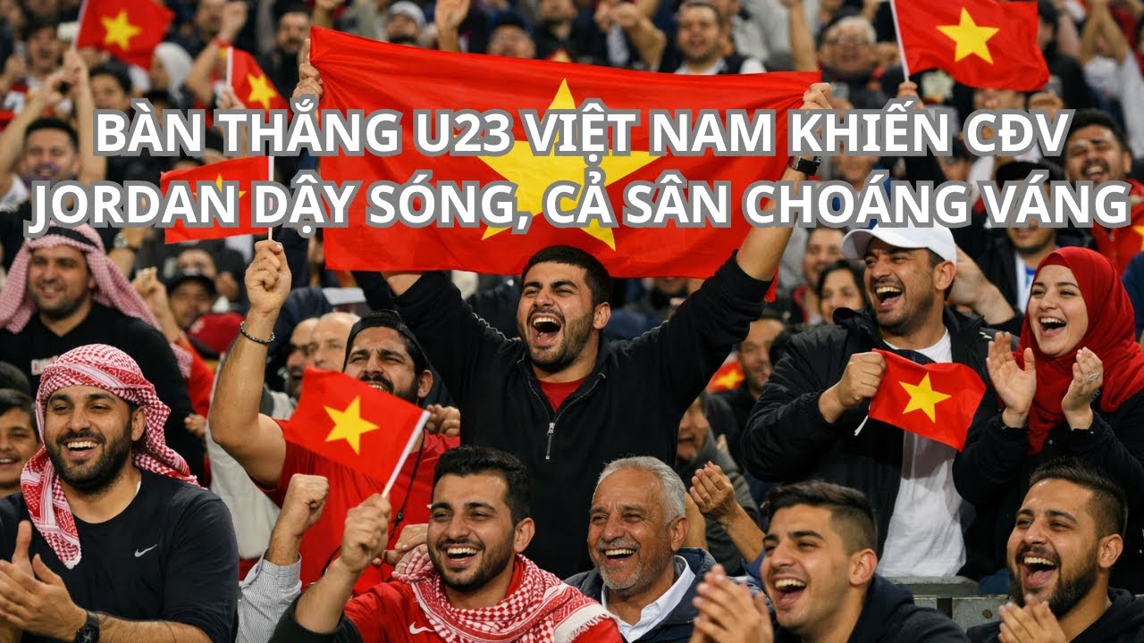 BÀN THẮNG U23 VIỆT NAM KHIẾN CĐV JORDAN DẬY SÓNG, CẢ SÂN CHOÁNG VÁNG
