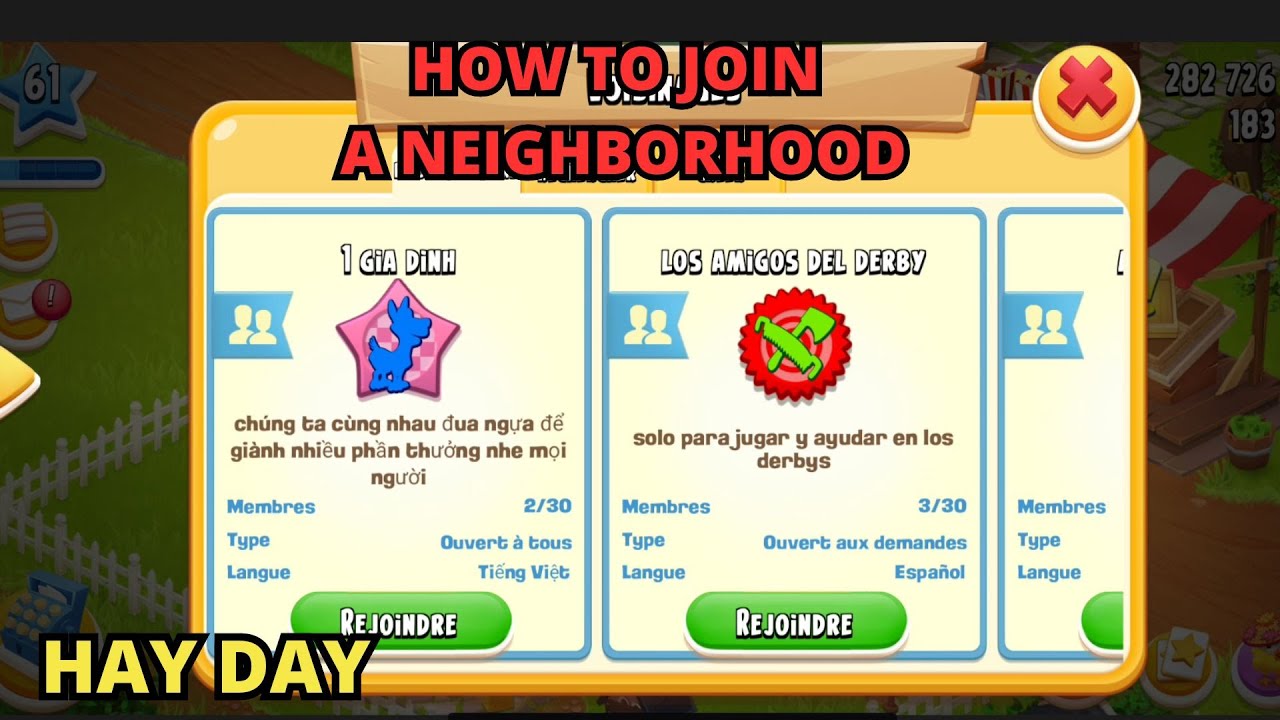 TUTORIAL HOW TO JOIN A HAY DAY NEIGHBORHOOD, tutorial how to leave/join a hay day neighborhood