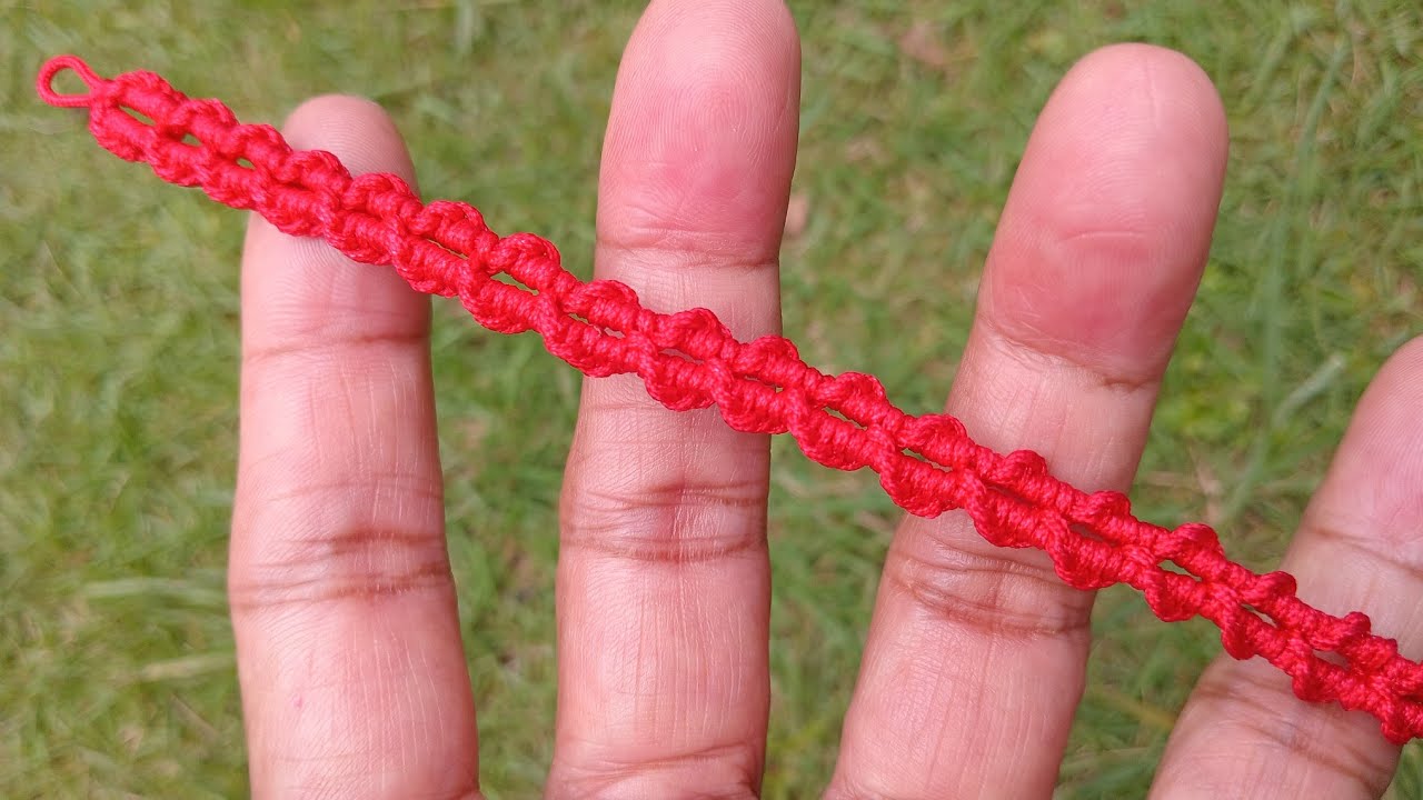 EASY SIMPLE MACRAME BRACELET TUTORIAL, CARA MEMBUAT GELANG BENANG MOTIF 