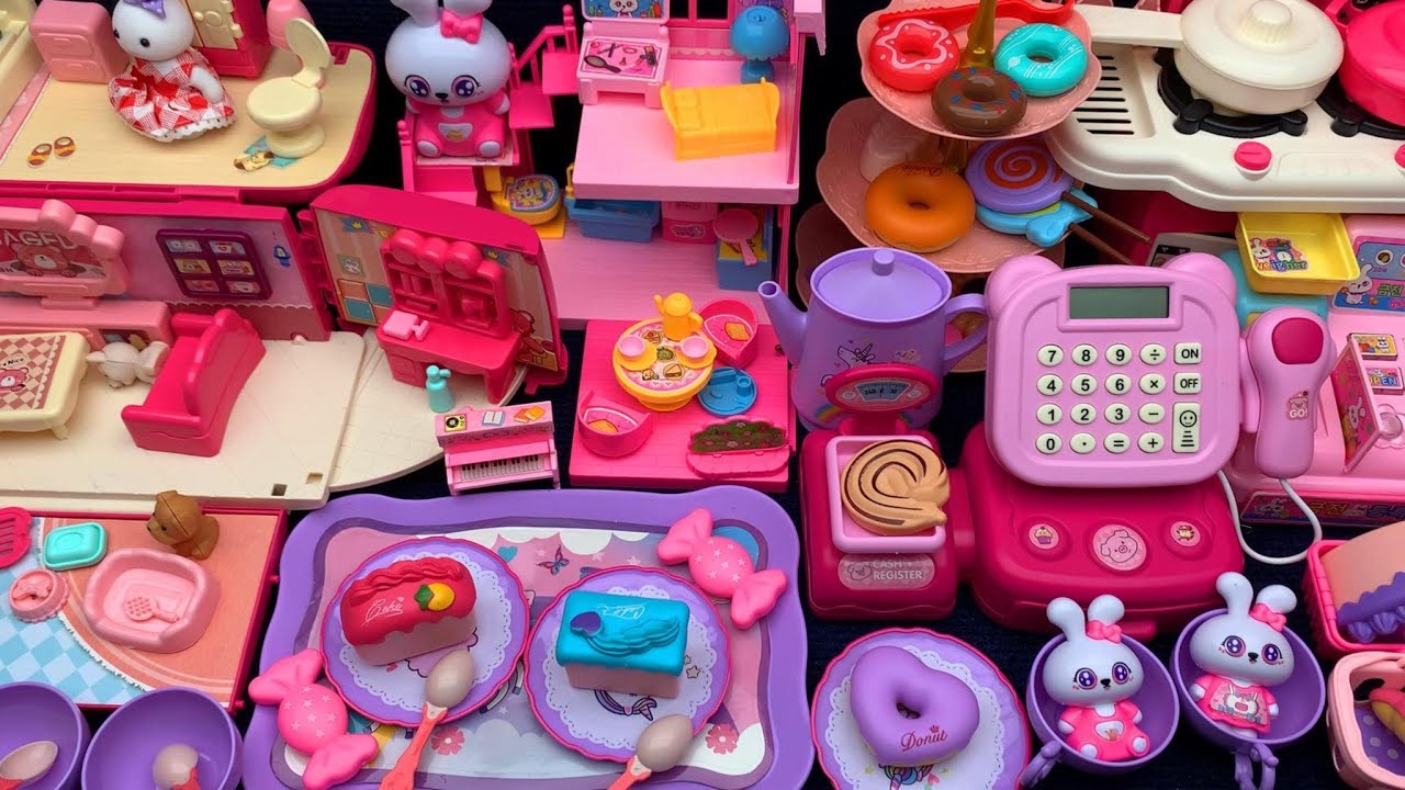 15-Minute Ultra Satisfying Pink White Rabbit Doll Kitchen Toy Set Unboxing ASMR