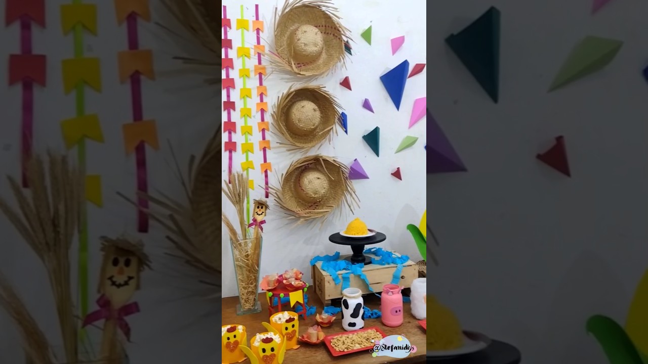 DECORA&Ccedil;&Atilde;O DE FESTA JULINA! 🔥🌽 #diy #festajulina