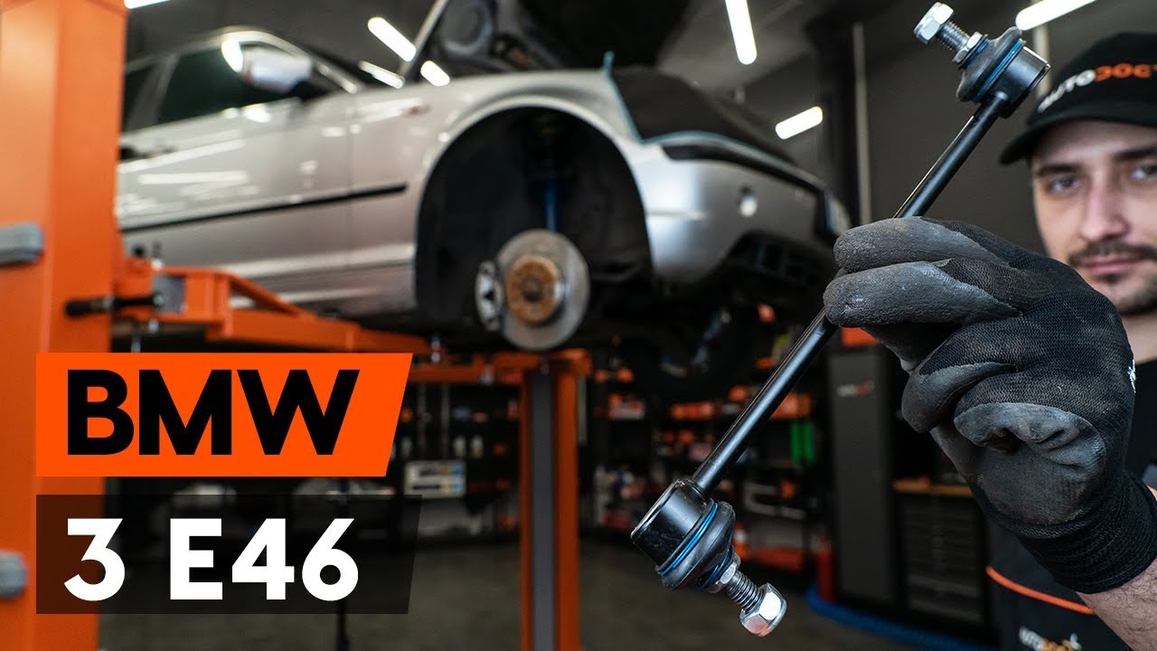 How to change front anti roll bar link / front drop link on BMW 3 (E46) [TUTORIAL AUTODOC]